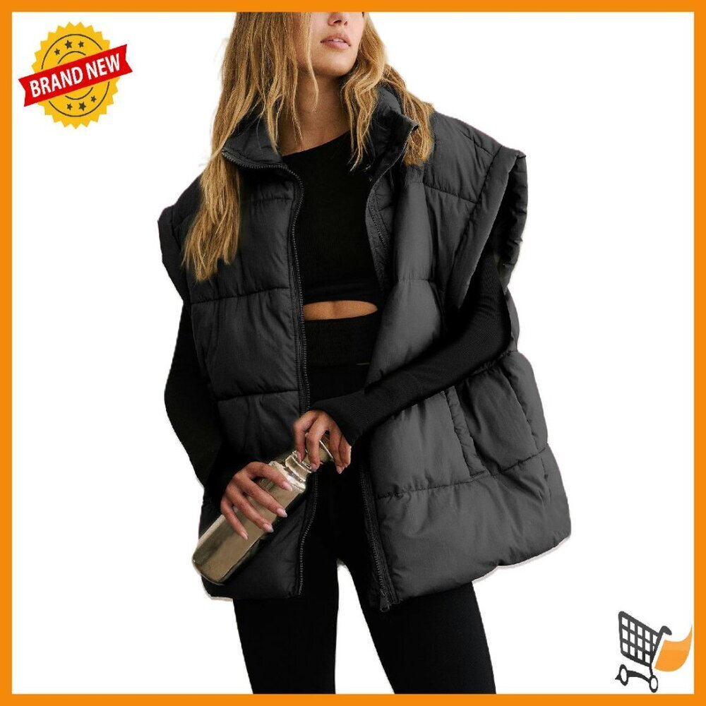 Oversized Puffer Vest Lightweight Quilted Sleeveless Winter Jacket